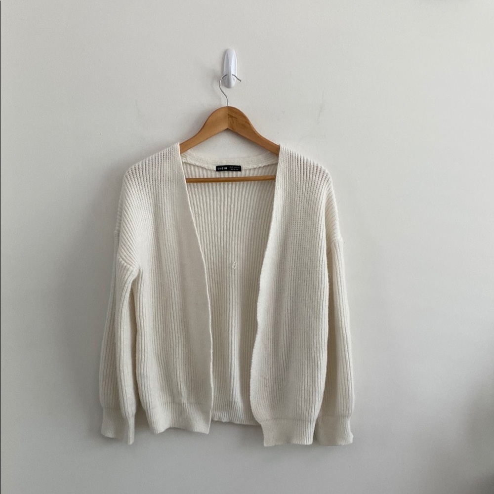 Cozy White Open-Front Sweater